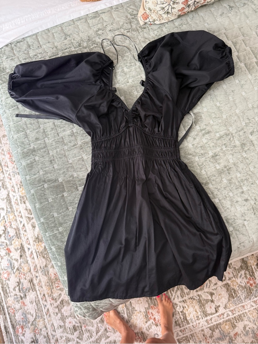 Old Navy Black Puff-Sleeve Mini Dress
